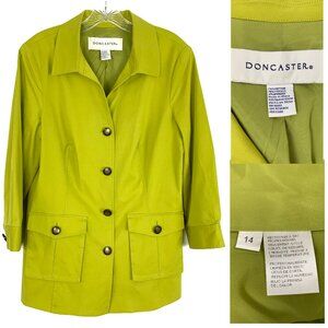 Vintage Doncaster Trench Style Short Coat Green/Chartreuse Size 14 (10-12)
